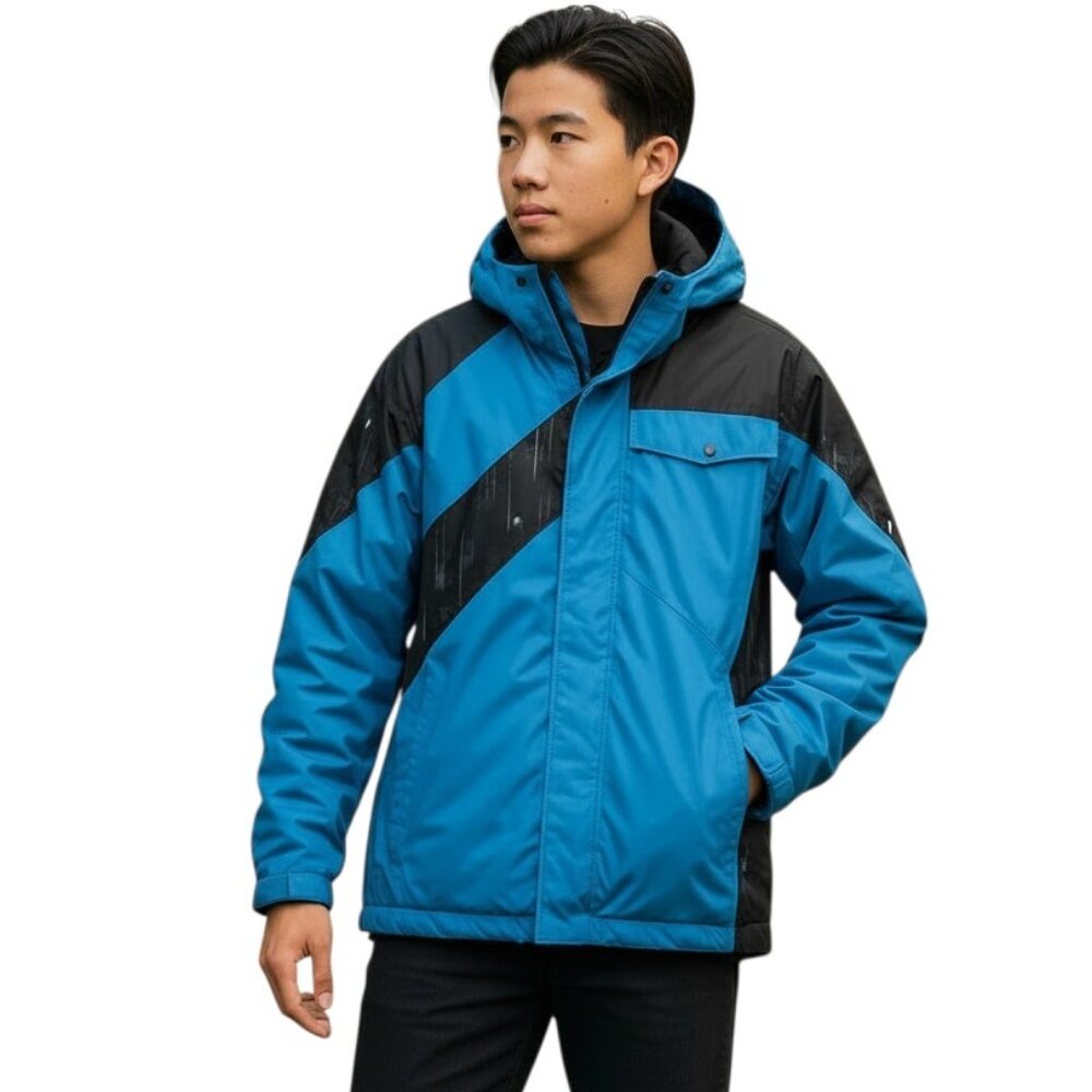 Ride Snowboards Hydrapel Ski Jacket Youth XL 14-16 Blue Black Hooded Snow Coat
